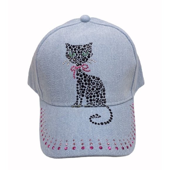 Cat Bling Denim Cap Hat - NEW Fast Ship - Picture 1 of 5